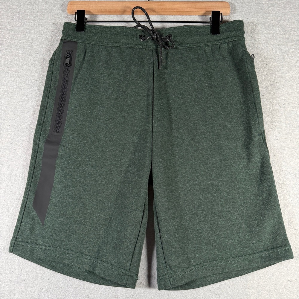 American Eagle Mens Flex Jogger Shorts Heather Green Zip Pocket Small 013-1130‎